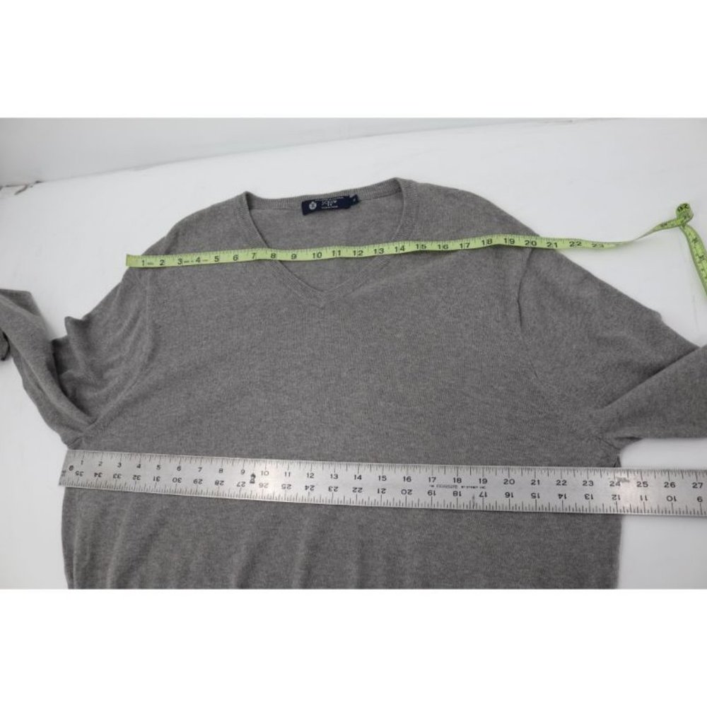 J Crew sweater Mens XL V Neck Long Sleeve Knit Cotton Cashmere Gray pullover - Picture 6 of 7